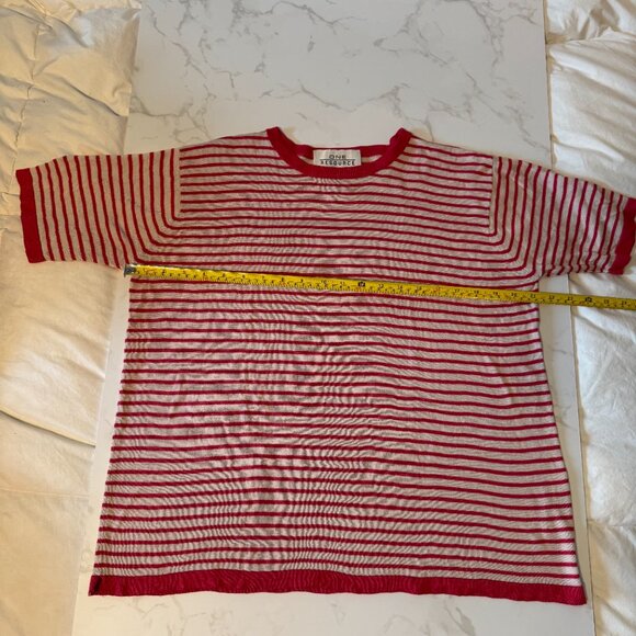 Vintage Striped Silk Short Sleeve Top - Size XL - Picture 6 of 9